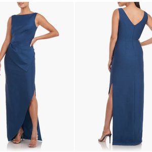 KAY UNGER FELIX PLEATED WAIST COLUMN INK COLOR GOWN sz 8